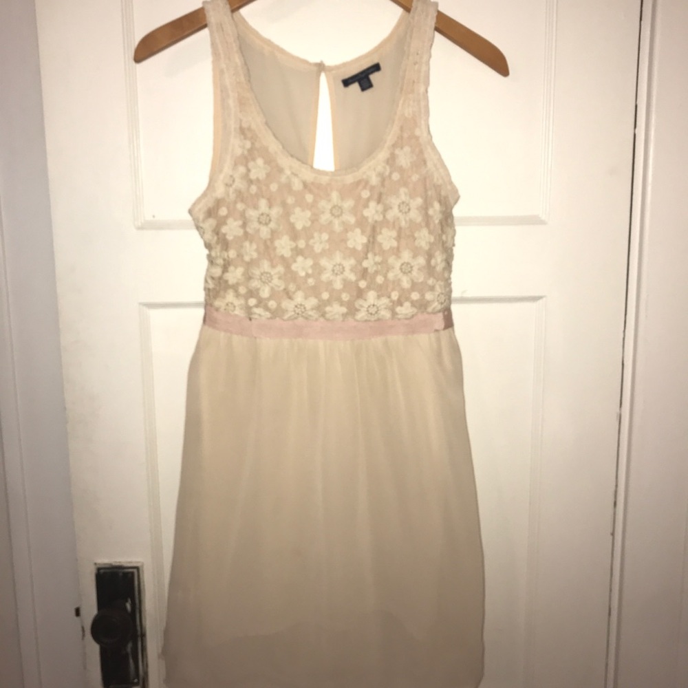 Cream & Beige dress with crotchet bodice