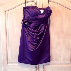 D'Zage Purple Satin Short Dress, 8046, Sz 8