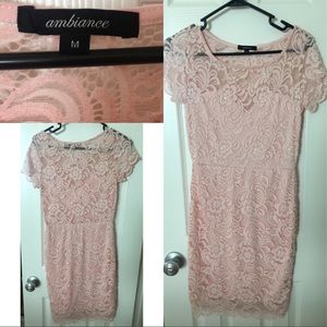 Pink lace tight stretchy dress- fits like a small
