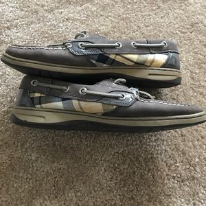 Grey Sperry boat shoe