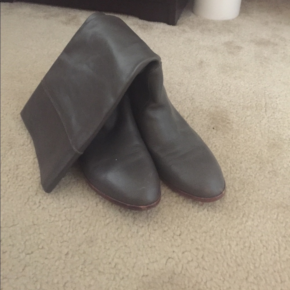 Gray size 10 crew leather boots