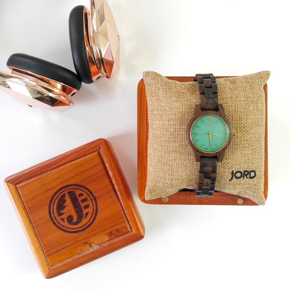 JORD Wood Watch - Frankie 35 Dark Sandalwood/Mint