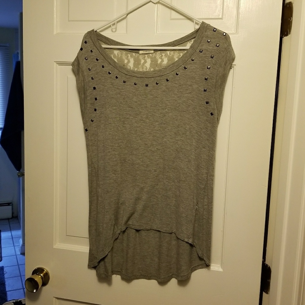 Gray studded top