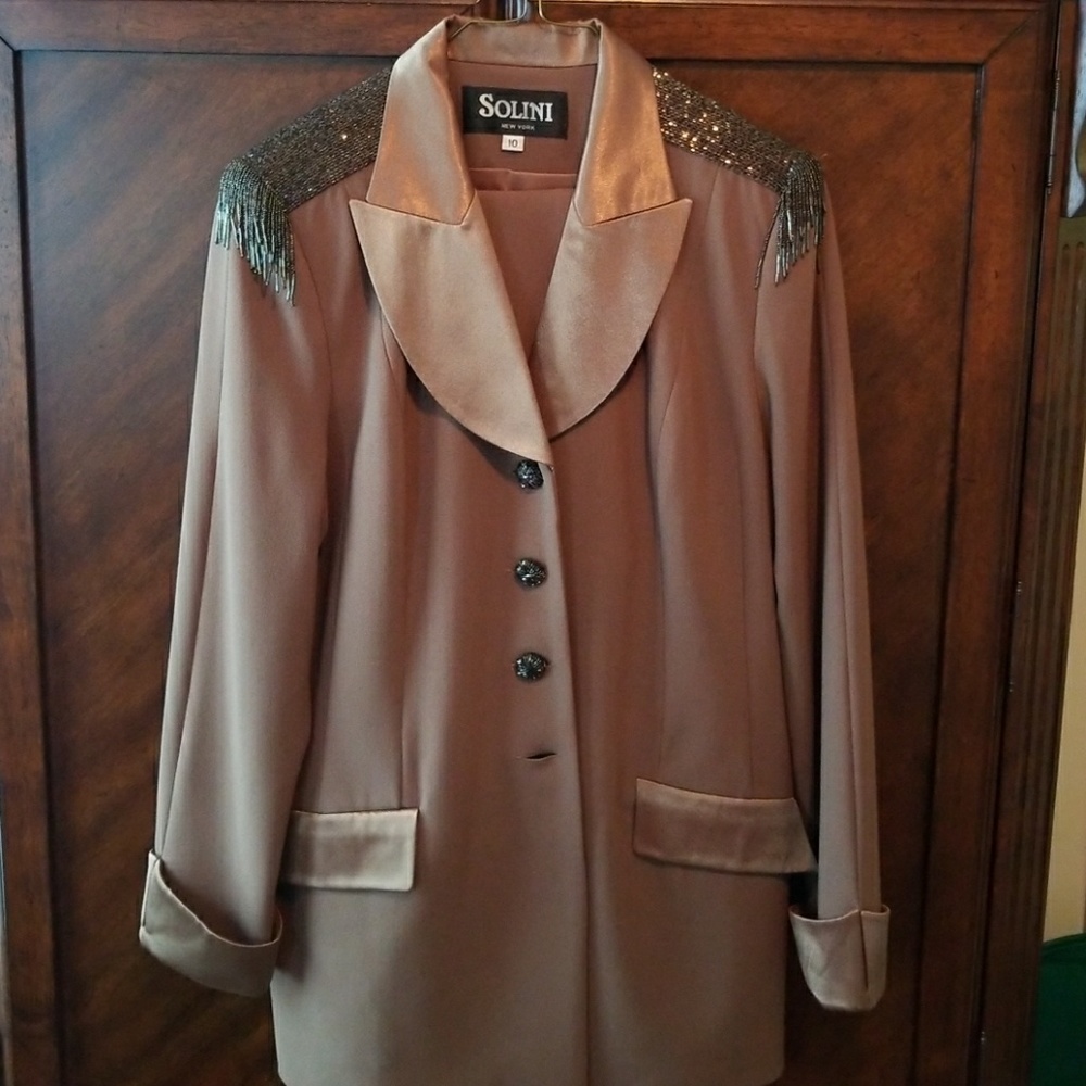 2pc Taupe Pantsuit by Solini