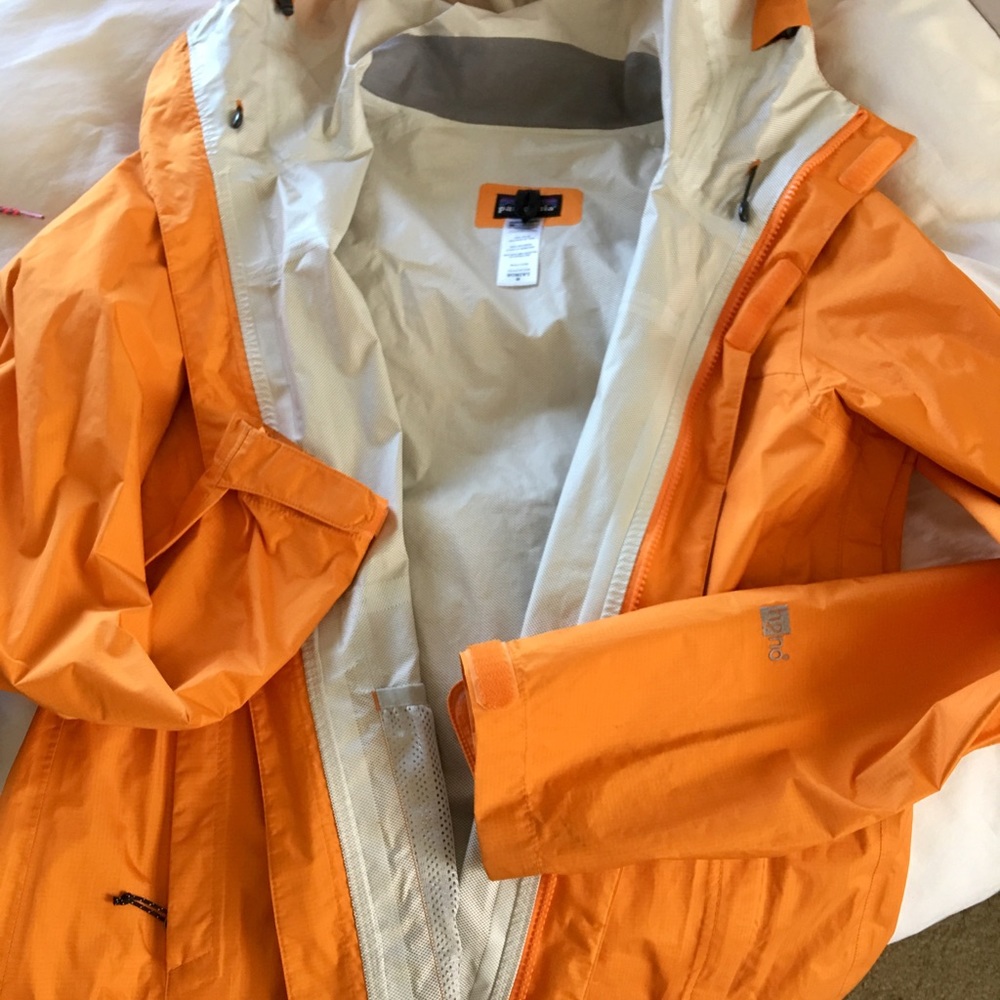 Patagonia orange women's rain jacket wind breaker