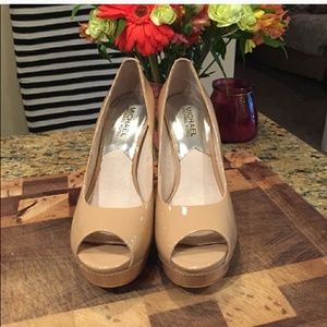 Michael Kors Patent Nude Peep Toe Pump