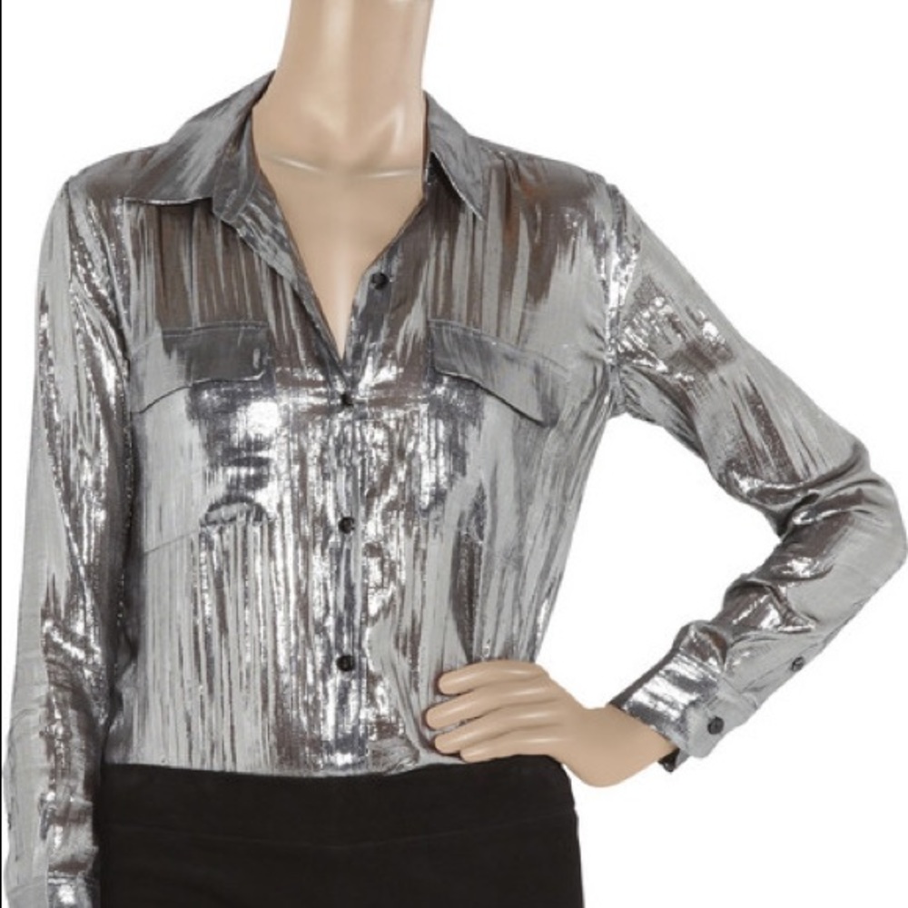Equipment Silver Signature Metallic Shirt