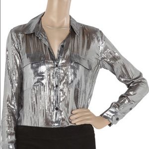 Equipment Silver Signature Metallic Shirt