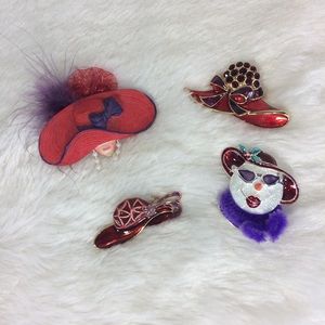 Red Hat Society Group 50 yr Brooch Pin Lot of Four