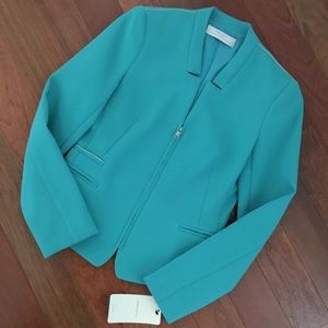 NWT Zara aqua zip up jacket with floral design