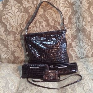 Brighton Cher Croco Embossed Patent Leather