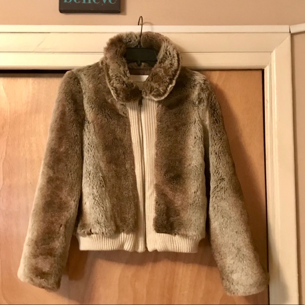 BLOSSOM AND CLOVER FAUX FUR ZIP JACKET NWT