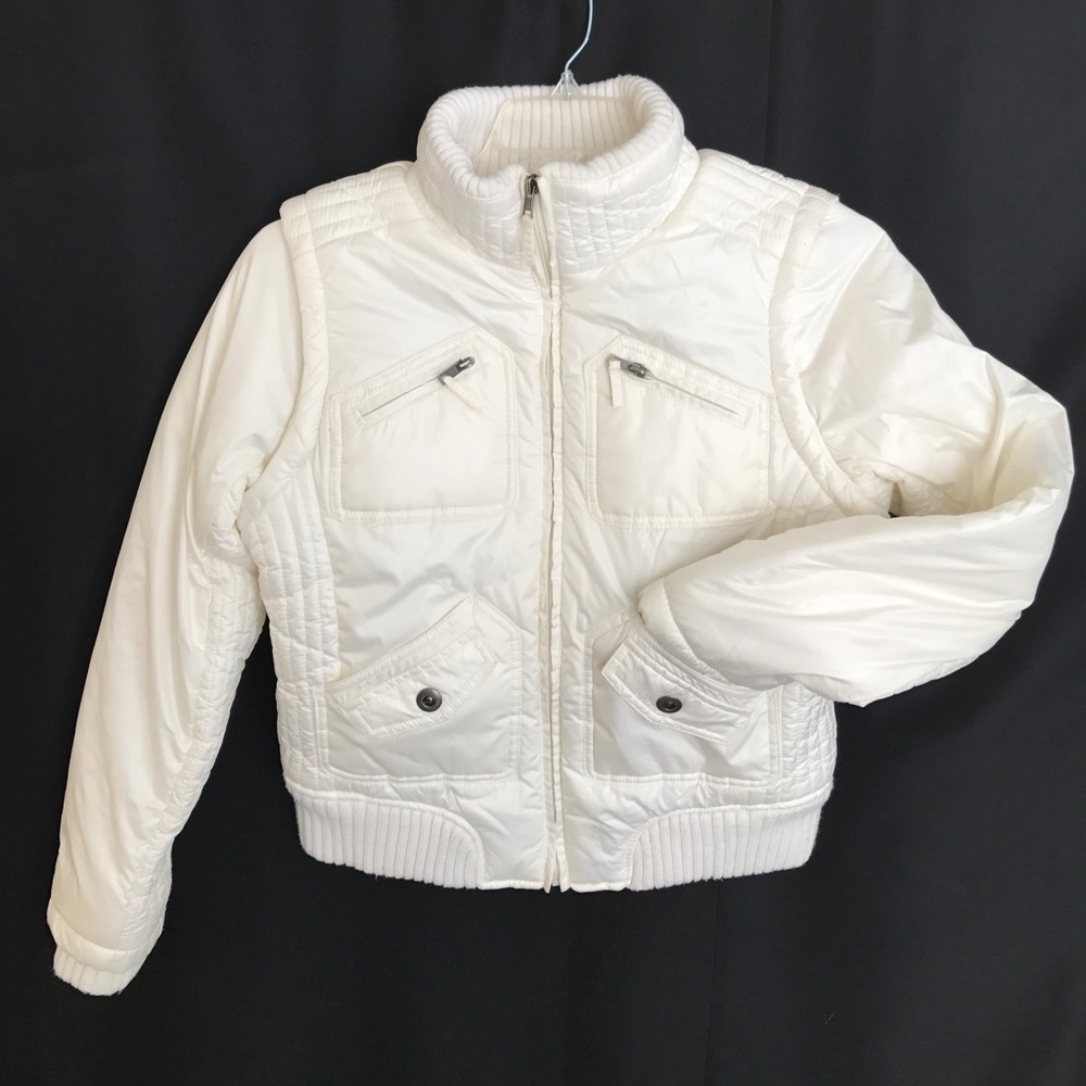 White puffer convertible coat/vest