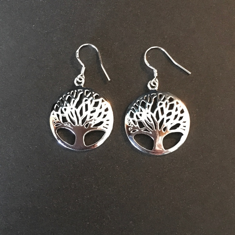 Sterling silver tree of life earrings