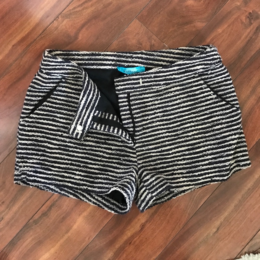 Black and white tweed shorts