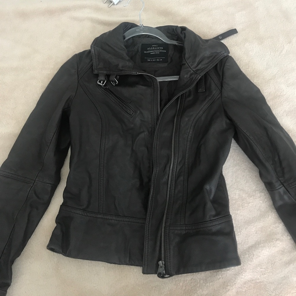 All Saints leather jacket (dark brown) size 2