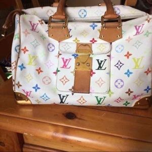 Louis Vuitton White Multicolor Speedy Handbag
