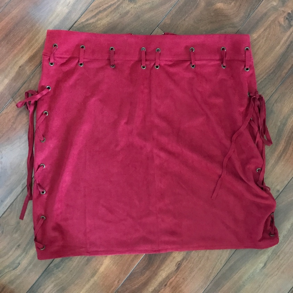 Red suade skirt