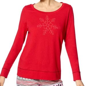 Hue Snowflicker Long Sleeve Pajama Tee Red Tango