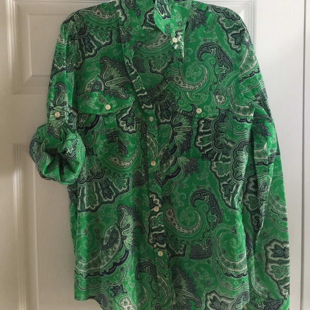 LAUREN Long--Sleeve Camp Shirt LIKE NEW