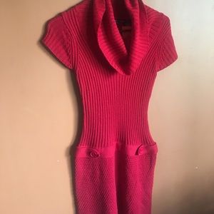 Deep red sweater dress