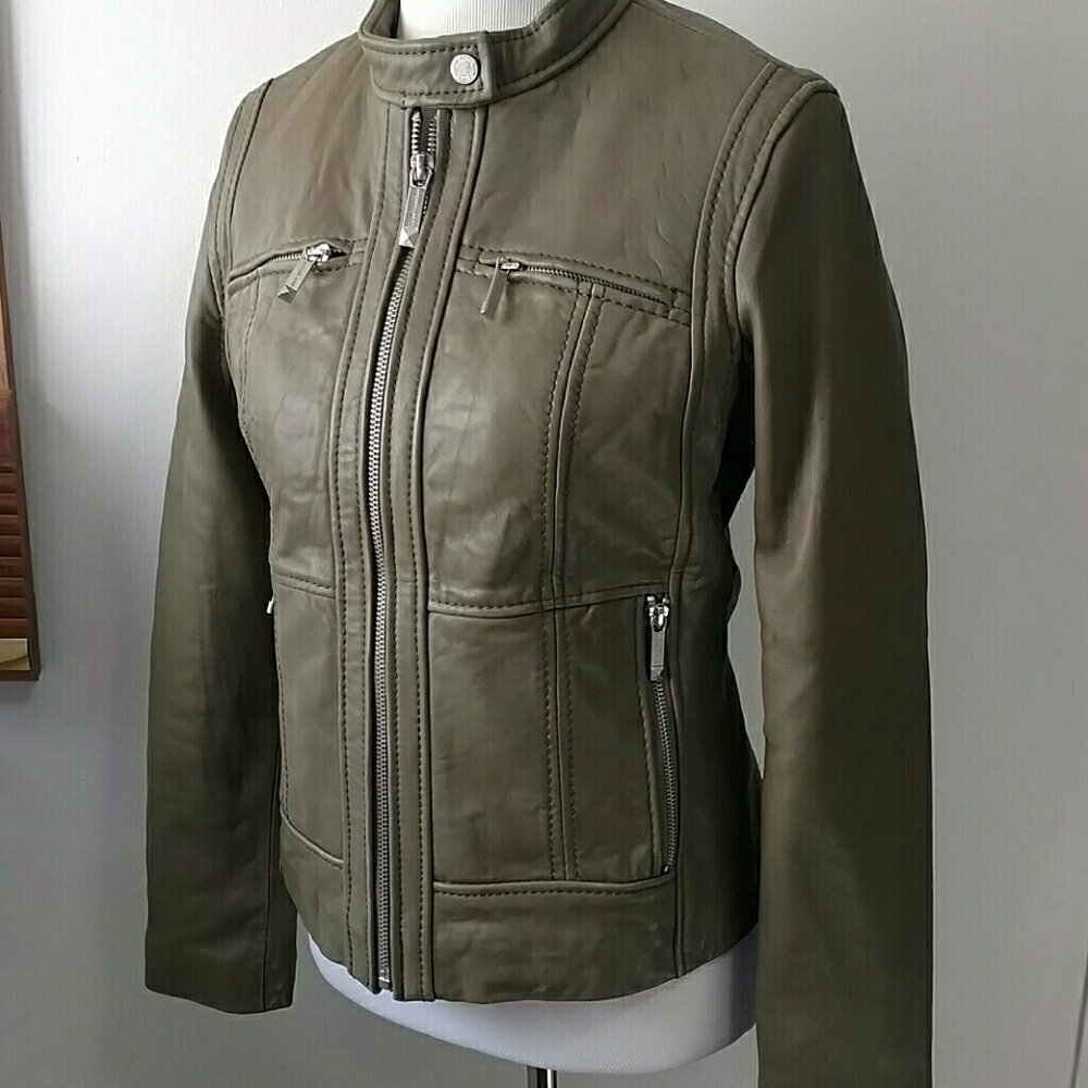Michael Kors leather moto jacket