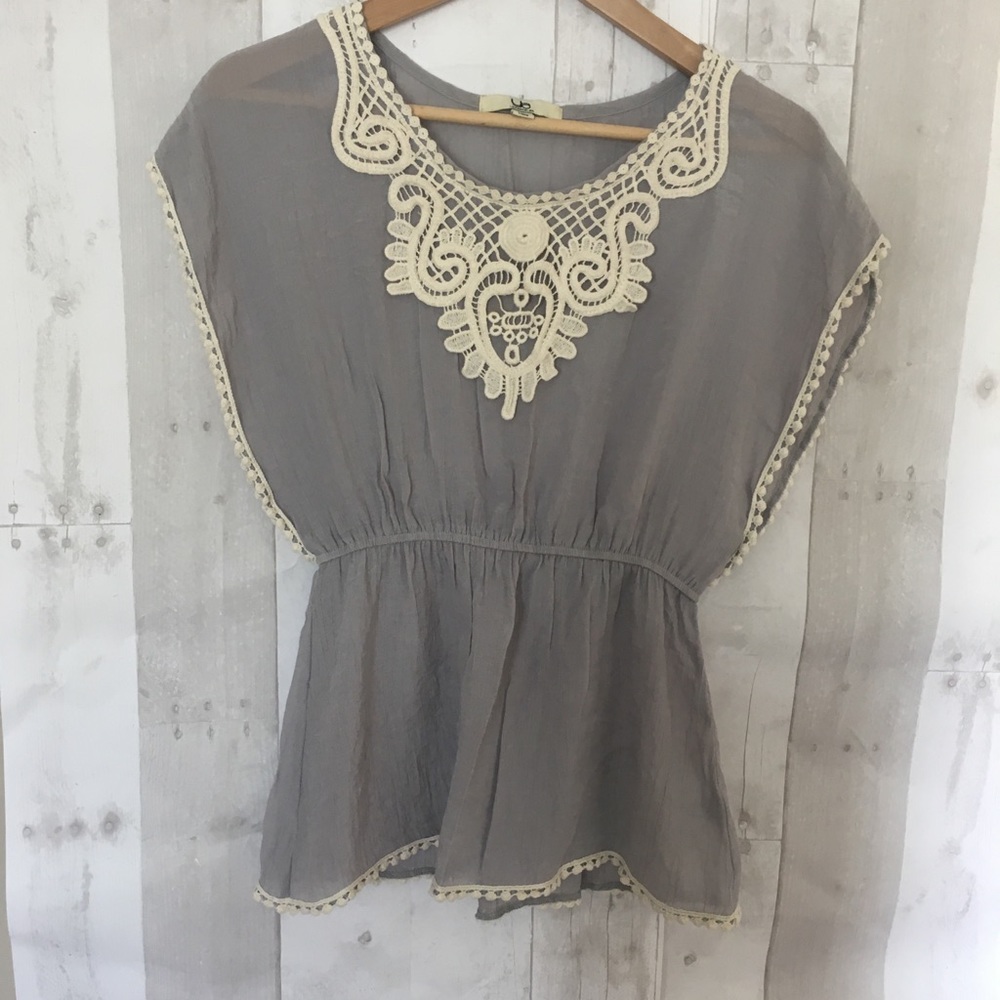 Gray Boho top