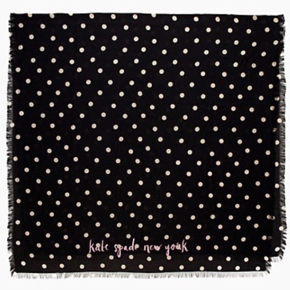 Kate Spade Deco Dot Scarf With Pink Letting - Picture 2 of 4