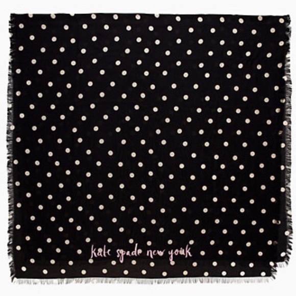 Kate Spade Deco Dot Scarf With Pink Letting - Picture 2 of 4