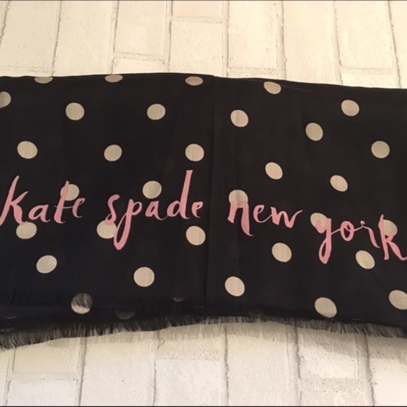 Kate Spade Deco Dot Scarf With Pink Letting - Picture 4 of 4