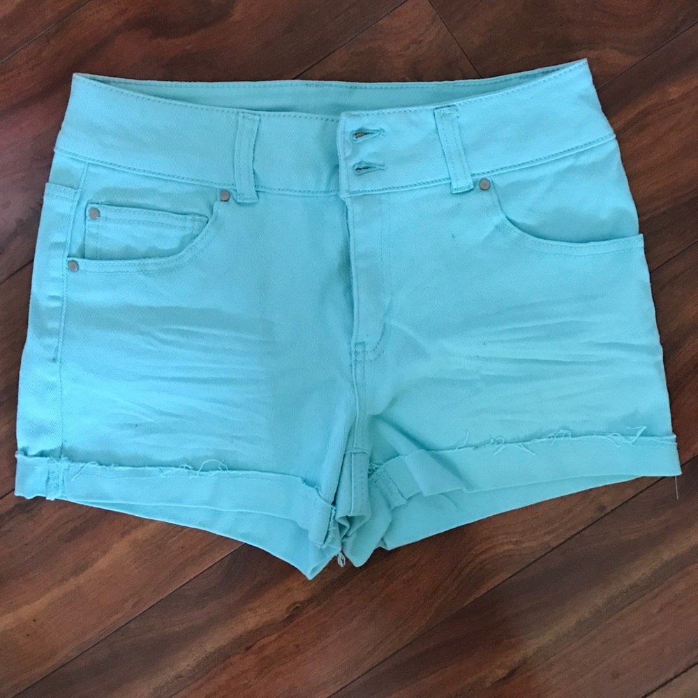 Turquoise jean shorts