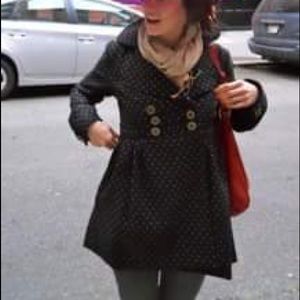 Wool jacket from Tulle. Black with polka dots.