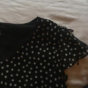 Harold's polka dot blouse.