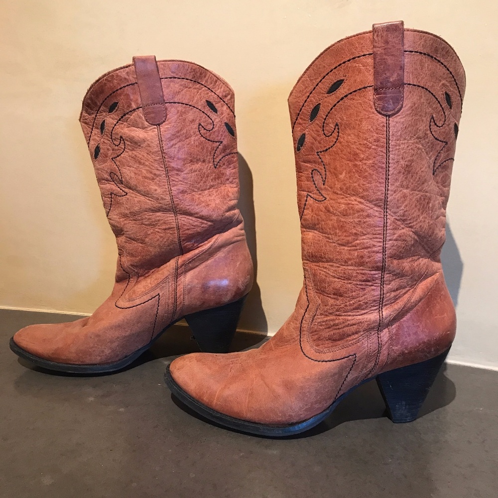 Anthropologie Genuine Leather Cowboy Boots