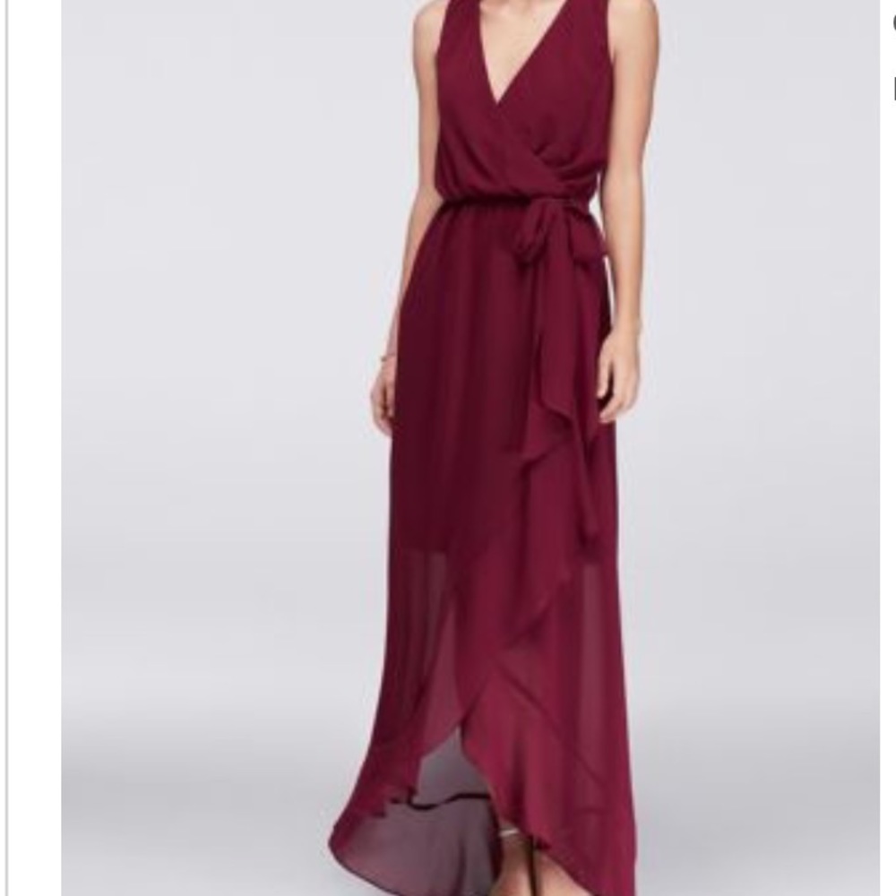 David's Bridal Faux Wrap Chiffon Dress. New w/tags