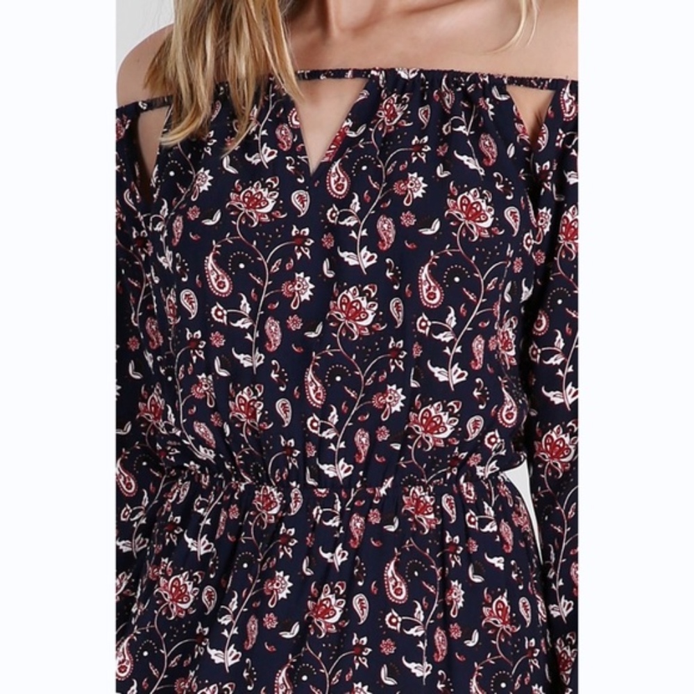 Paisley Off the Shoulder Cut Out Dress sold out - Picture 4 of 4
