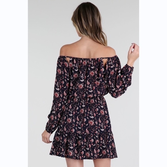 Paisley Off the Shoulder Cut Out Dress sold out - Picture 3 of 4