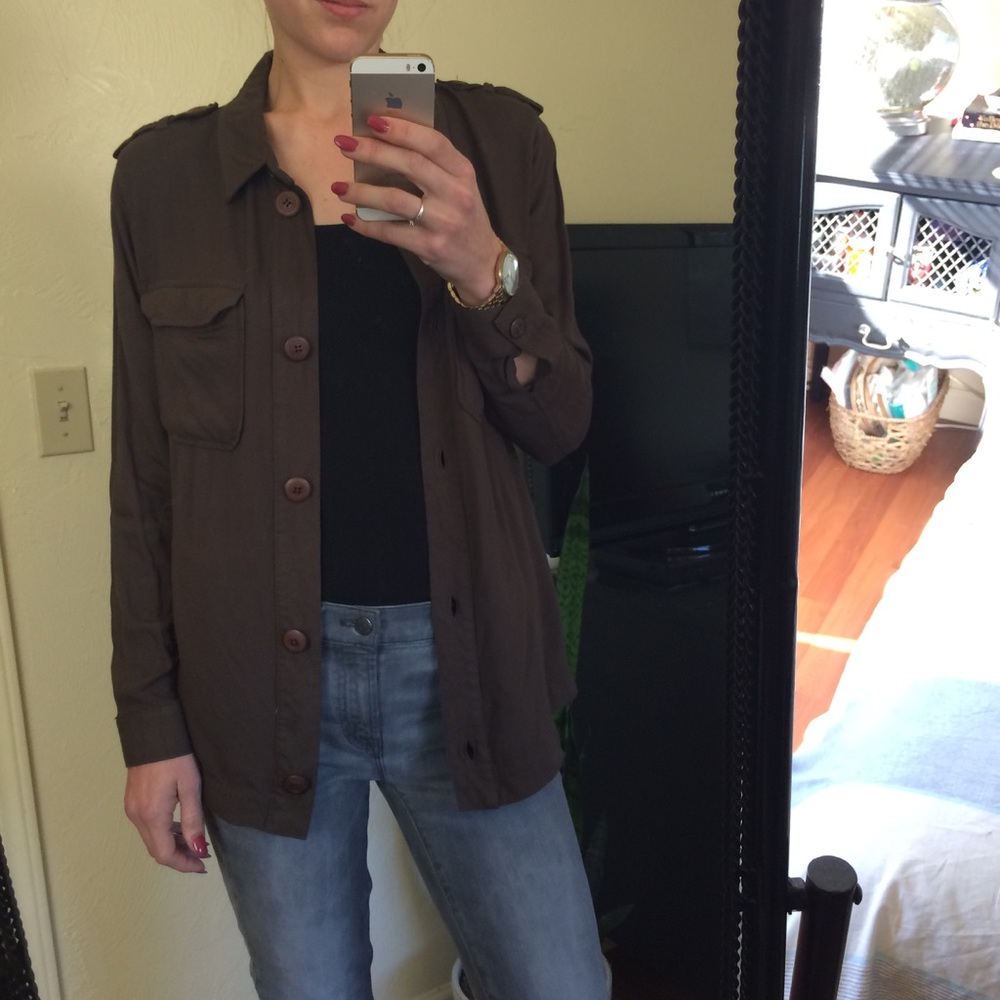 SOLD - Harlowe & Graham Army Green Shirt Jacket