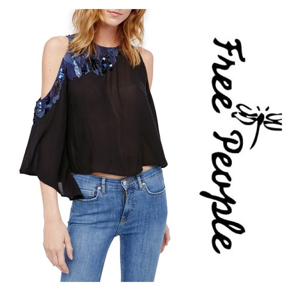 New FP All About You Embellished Cold Shoulder Top - Picture 2 of 7