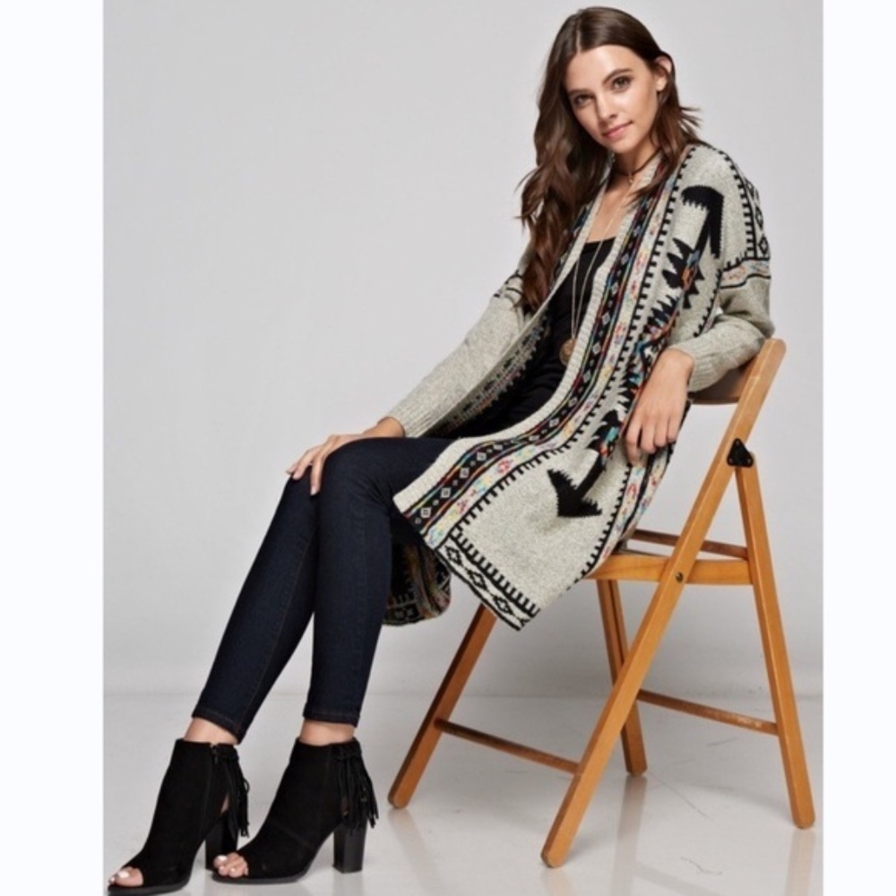 Boho Chimayo Printed Longsleeve Cardigan sold - Picture 3 of 3