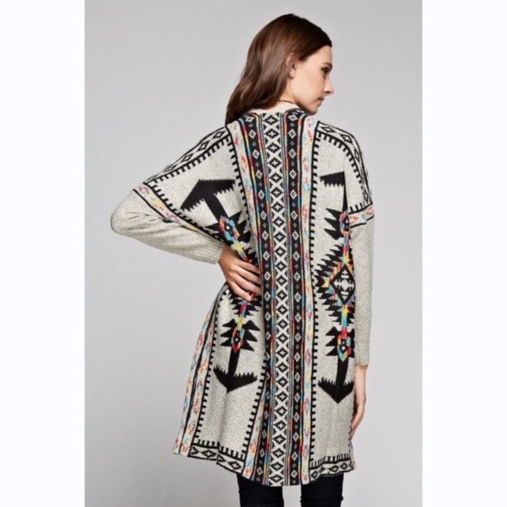 Boho Chimayo Printed Longsleeve Cardigan sold - Picture 2 of 3