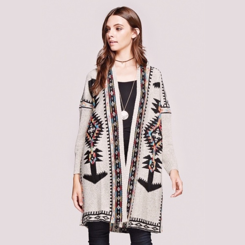 Boho Chimayo Printed Longsleeve Cardigan sold - Picture 1 of 3