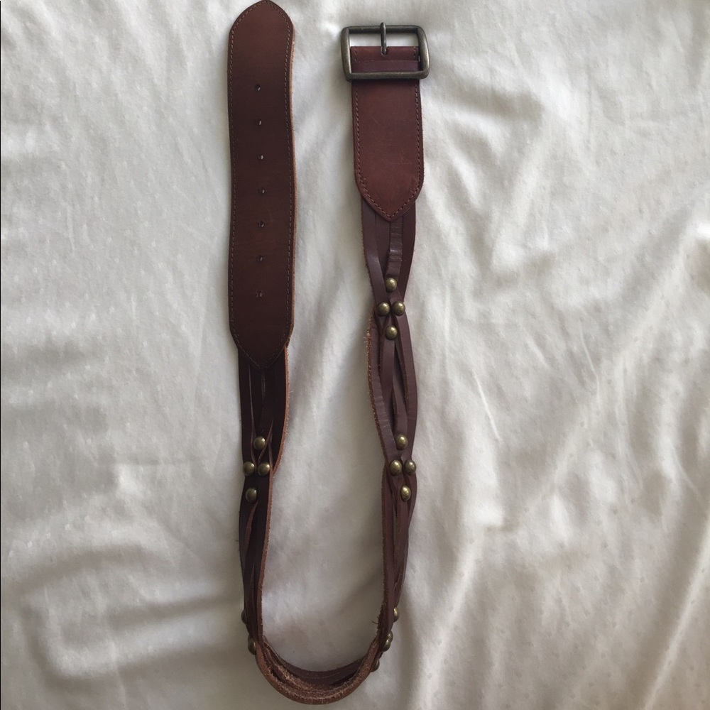 A brown leather belt