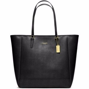 Coach North South Leather Tote, Black