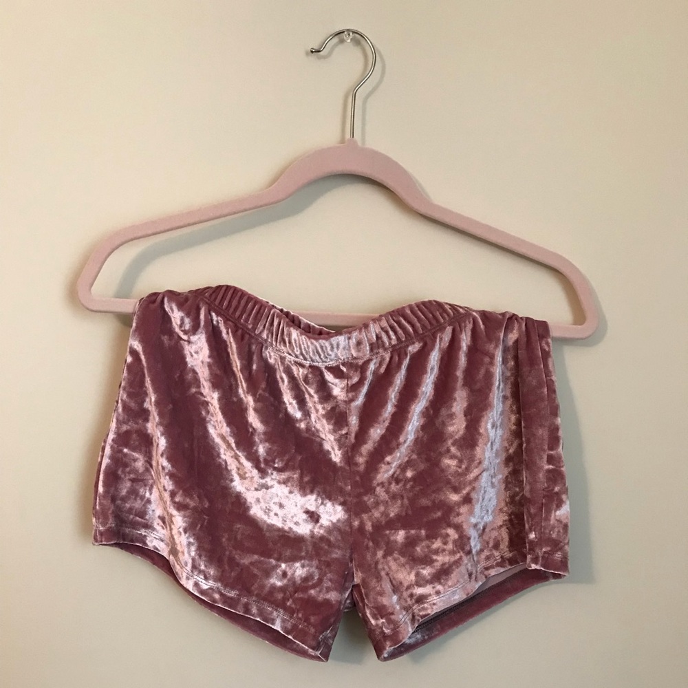 Forever 21 Pink Crushed Velvet Shorts