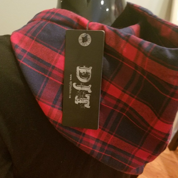 DJT Black Hoodie with Flannel detail - Picture 2 of 4