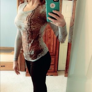 Long sleeve nylon and spandex shirt