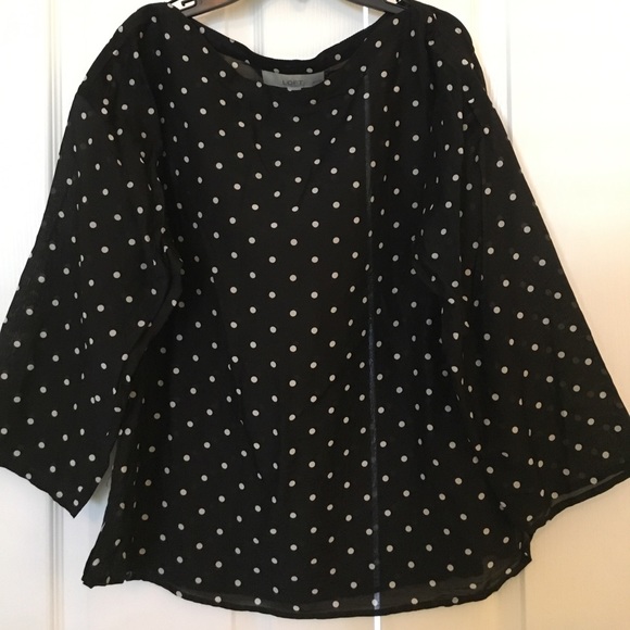 Ann Taylor Loft Black/White Polka-Dot Sheer Top - Picture 1 of 3