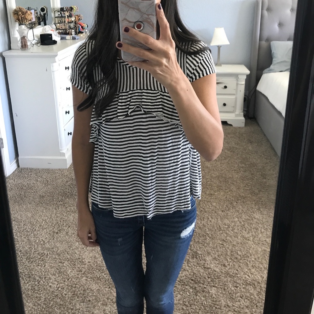 Striped ruffle top