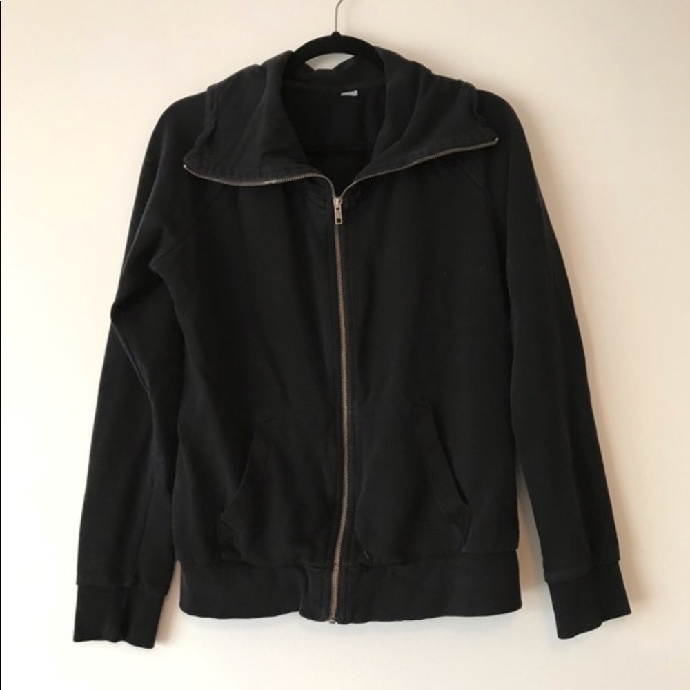 Express Black Moto Zip-Up Sweatshirt
